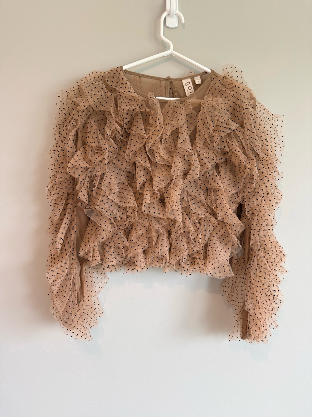 Anthropologie Dolan Left Coast Polka Dot Mesh Ruffle Top Size XS - Picture 5 of 13